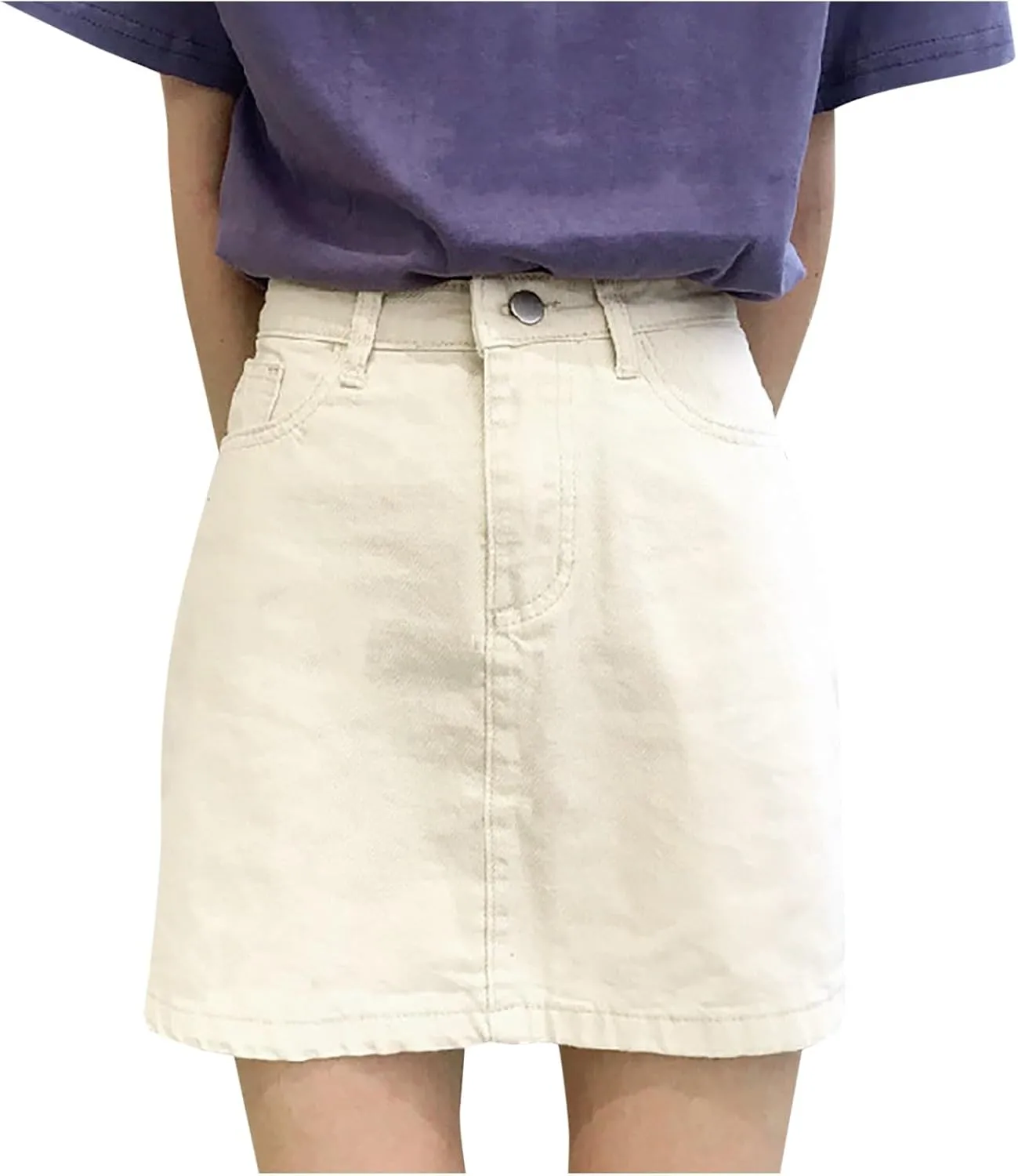 Skirts for Women Denim Mini Cargo Skirt Mid Rise Soft Button Up Bodycon Y2K Trendy Casual Jean Skirt Shorts Slim Fit