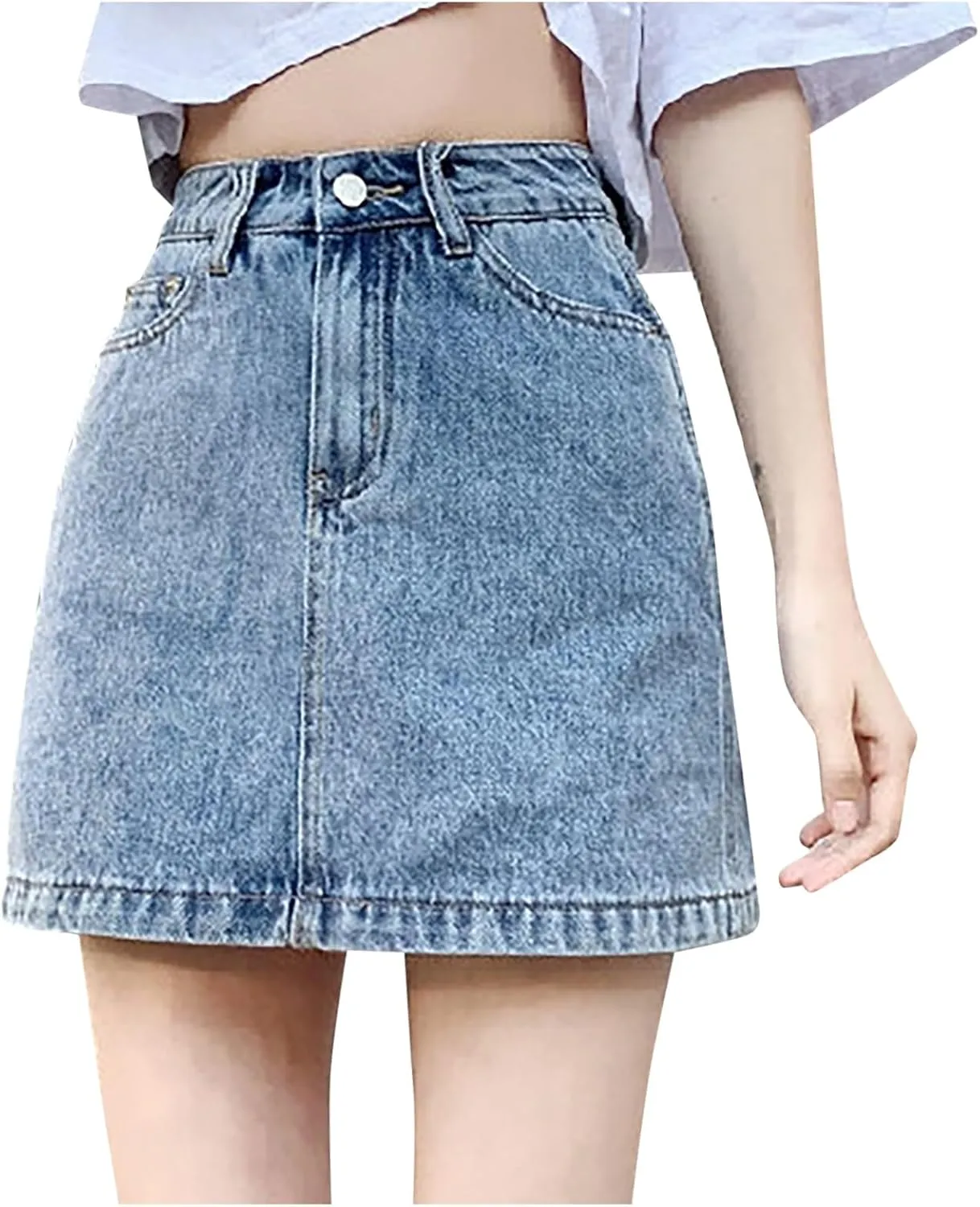 Skirts for Women Denim Mini Cargo Skirt Mid Rise Soft Button Up Bodycon Y2K Trendy Casual Jean Skirt Shorts Slim Fit