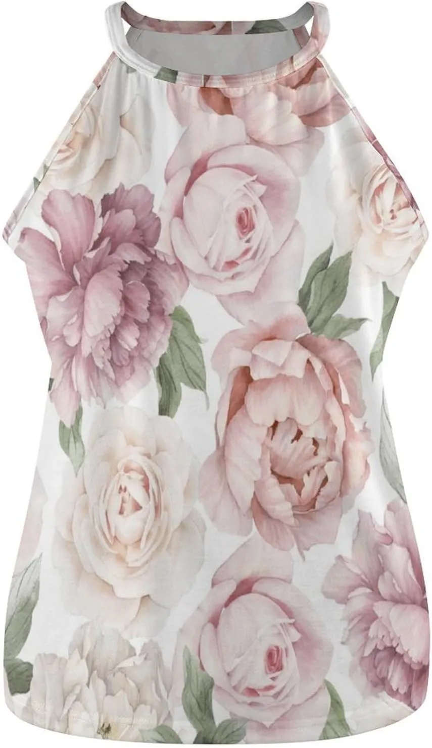 Sleeveless High Neck Tank Tops for Women, Summer Halter Camis with Soft Flowy Blouses