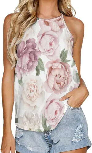 Sleeveless High Neck Tank Tops for Women, Summer Halter Camis with Soft Flowy Blouses