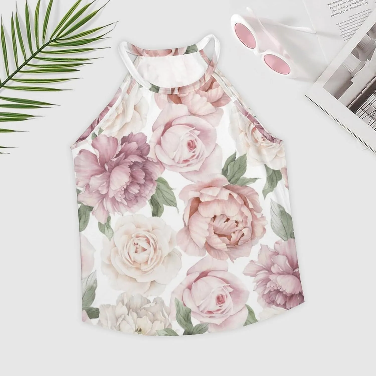 Sleeveless High Neck Tank Tops for Women, Summer Halter Camis with Soft Flowy Blouses