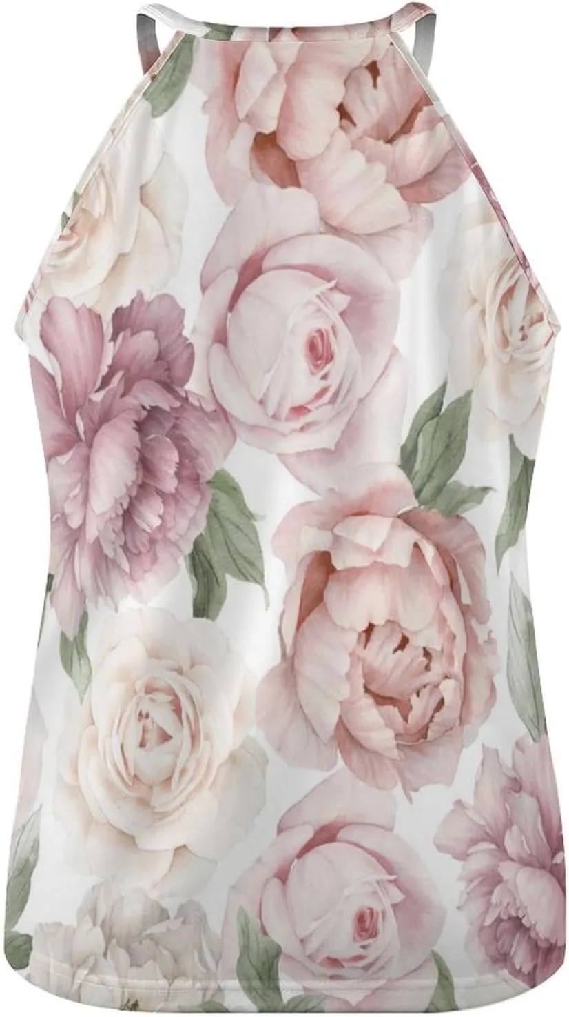 Sleeveless High Neck Tank Tops for Women, Summer Halter Camis with Soft Flowy Blouses