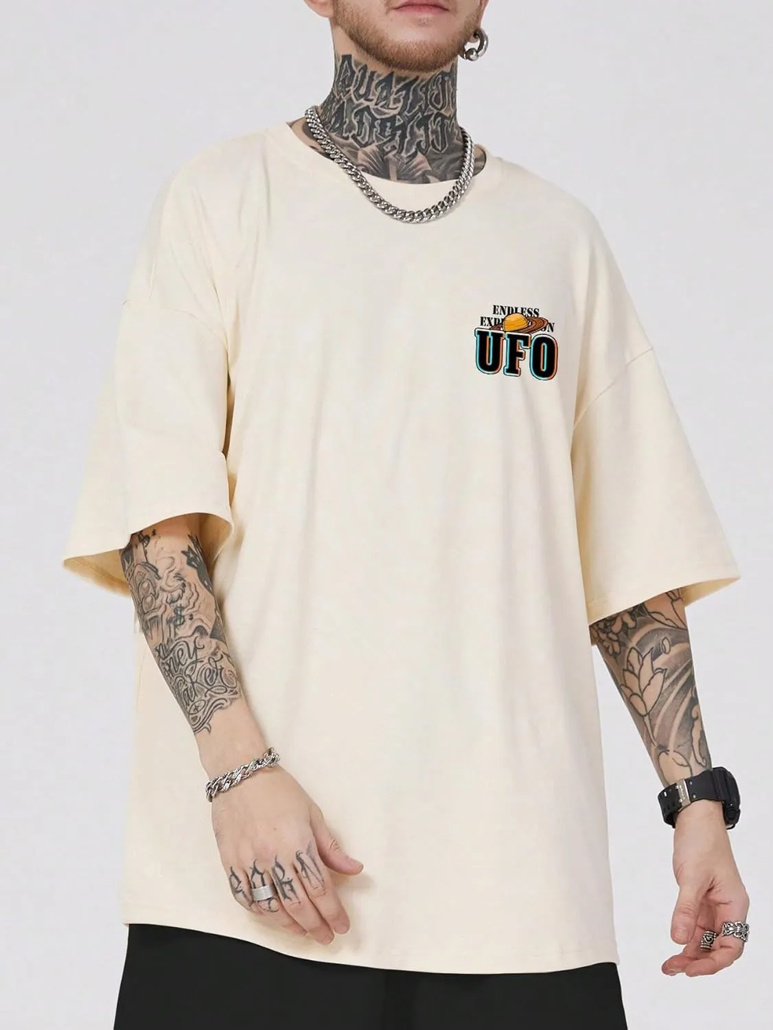 SOLY HUX Men's Graphic Tees Y2K Alien T Shirts Vintage Shirts 90s Oversized Streetwear Tops