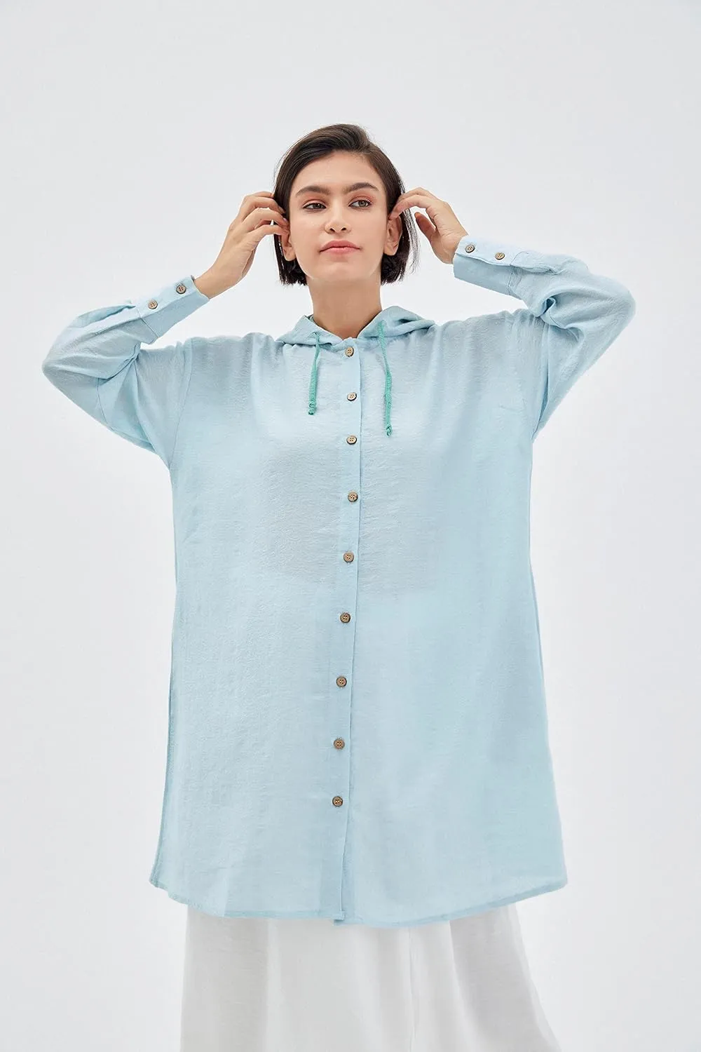 Sorbet Women's long Hoodie light oversized thin Sweatshirt Jacket- Lightweight Long Sleeve Hooded Tunic, Loose Cardigan