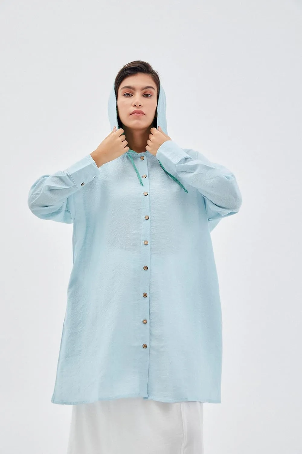 Sorbet Women's long Hoodie light oversized thin Sweatshirt Jacket- Lightweight Long Sleeve Hooded Tunic, Loose Cardigan