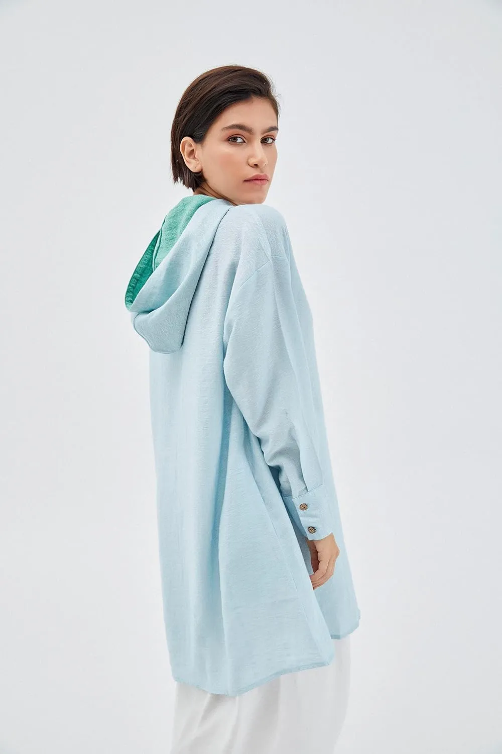 Sorbet Women's long Hoodie light oversized thin Sweatshirt Jacket- Lightweight Long Sleeve Hooded Tunic, Loose Cardigan