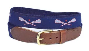 Special Sale Men's Red and white Lacrosse Ribbon Belt | Designs by Lillie