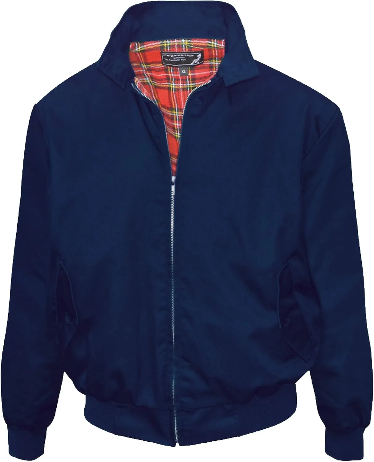 Spirit of England Mens Classic Harrington Style Jacket Knightsbridge Burgundy Red Tartan Lined