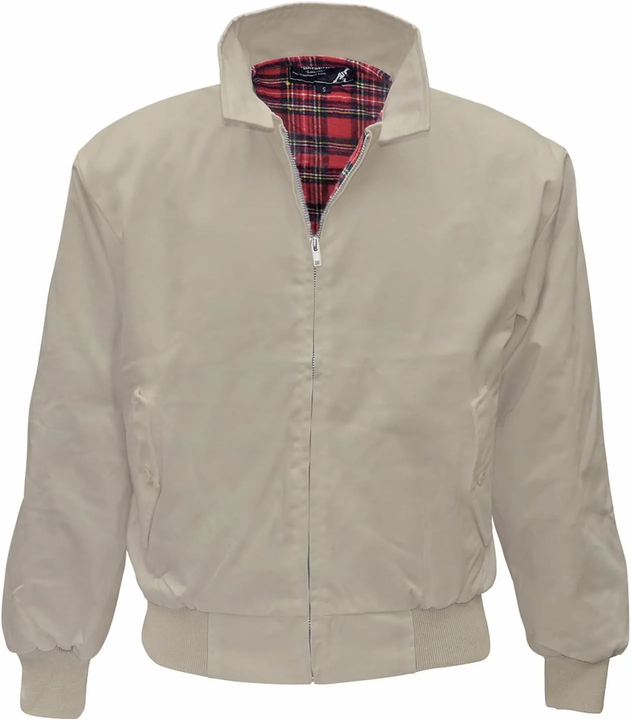 Spirit of England Mens Classic Harrington Style Jacket Knightsbridge Burgundy Red Tartan Lined