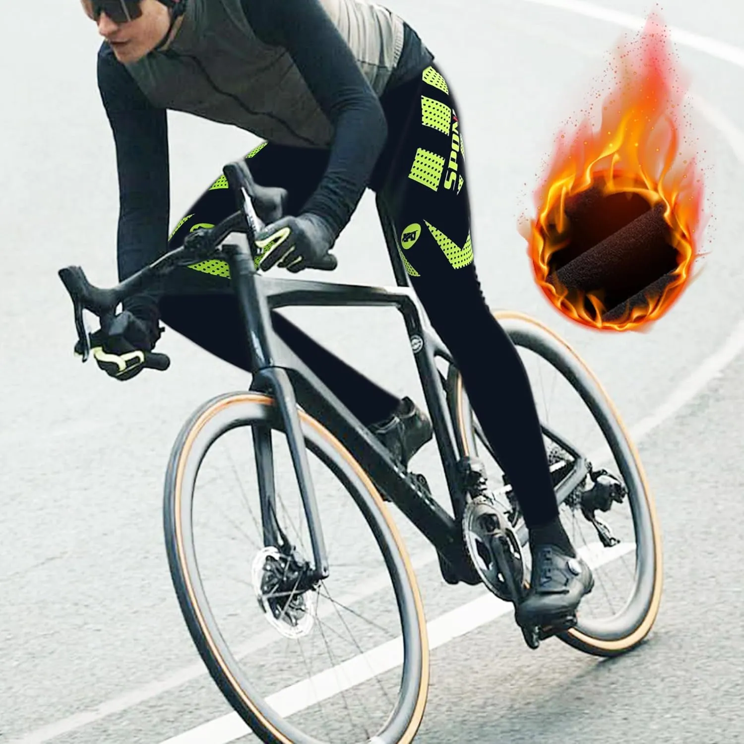 sponeed Men's Bicycle Pants 4D Padded Road Cycling Tights Leggings Outdoor Cyclist Riding Bike Wear