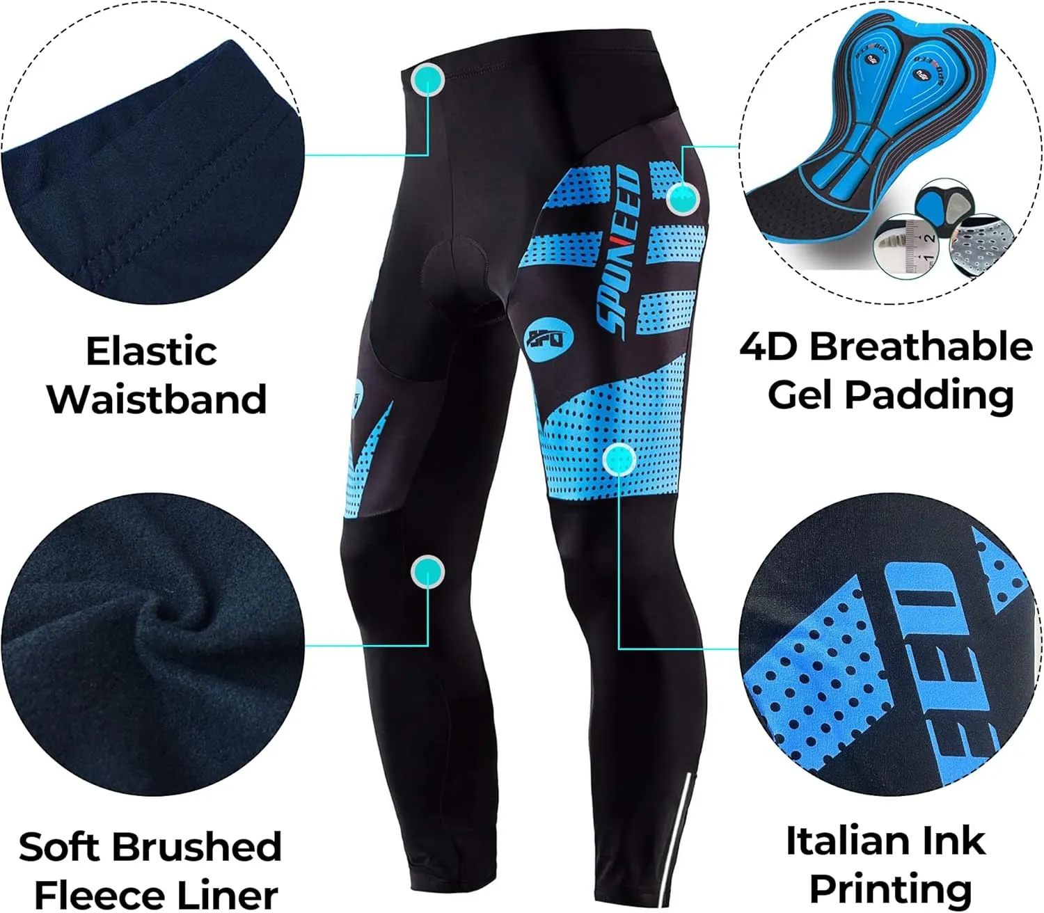 sponeed Men's Bicycle Pants 4D Padded Road Cycling Tights Leggings Outdoor Cyclist Riding Bike Wear