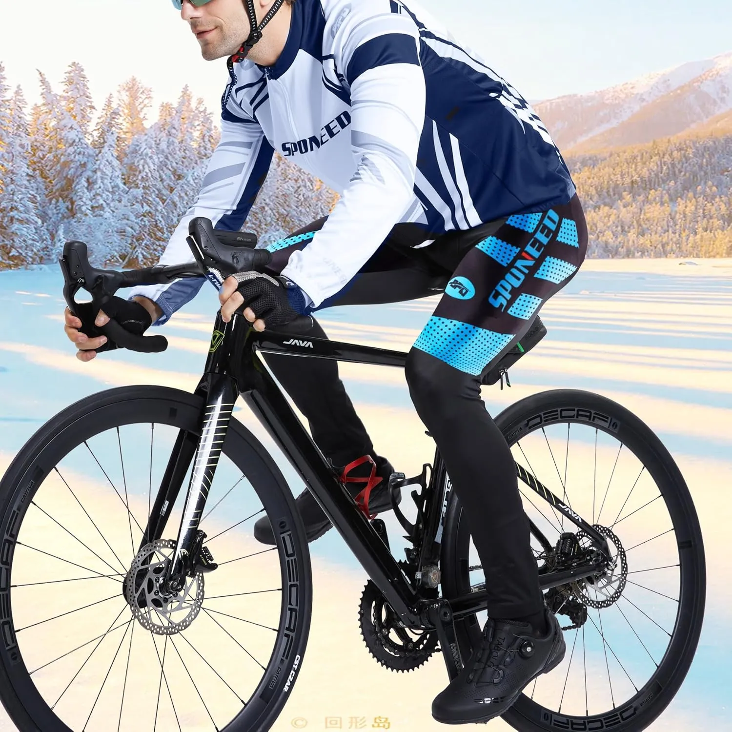 sponeed Men's Bicycle Pants 4D Padded Road Cycling Tights Leggings Outdoor Cyclist Riding Bike Wear