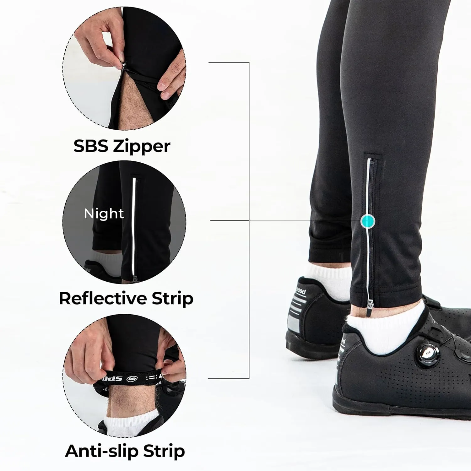 sponeed Men's Bicycle Pants 4D Padded Road Cycling Tights Leggings Outdoor Cyclist Riding Bike Wear