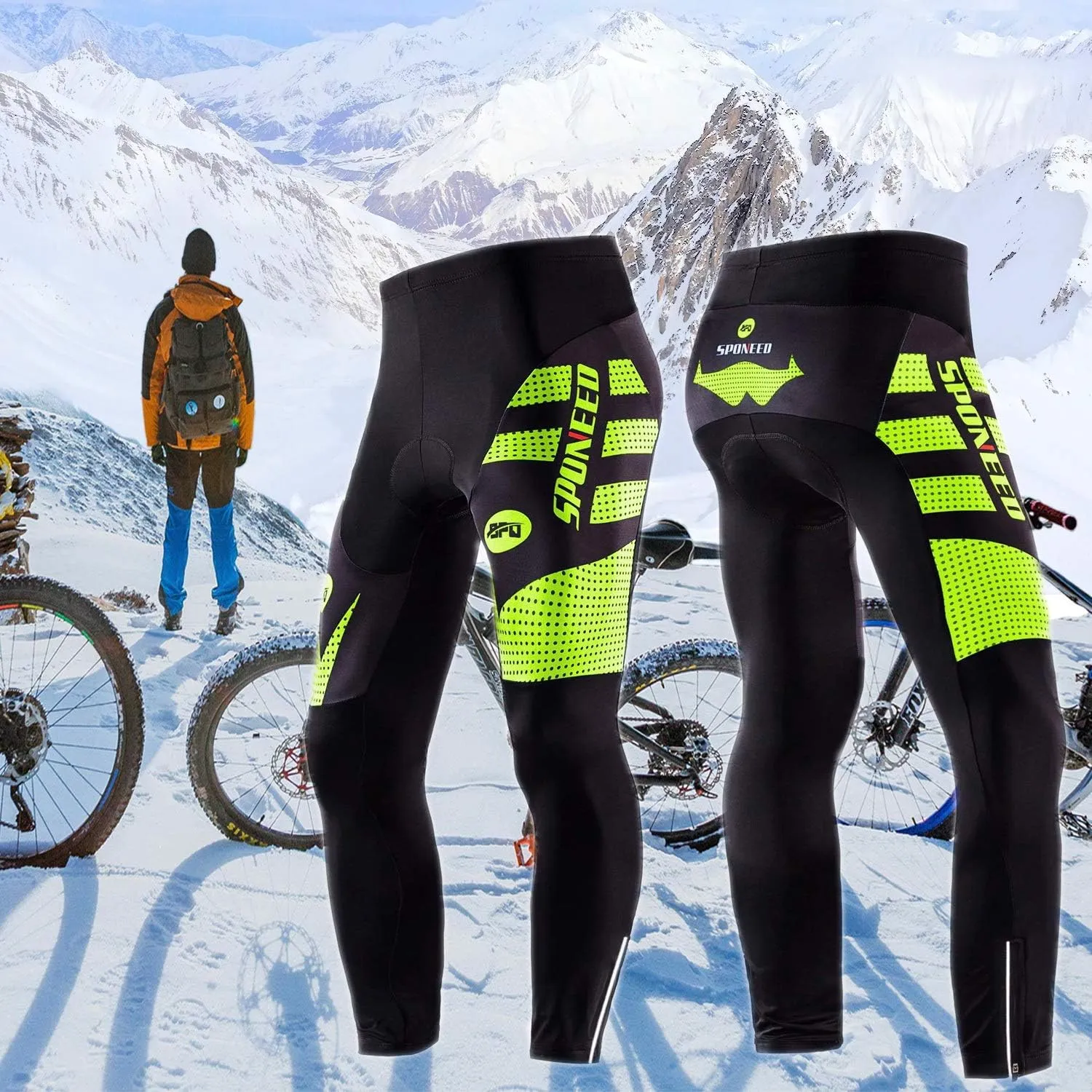 sponeed Men's Bicycle Pants 4D Padded Road Cycling Tights Leggings Outdoor Cyclist Riding Bike Wear