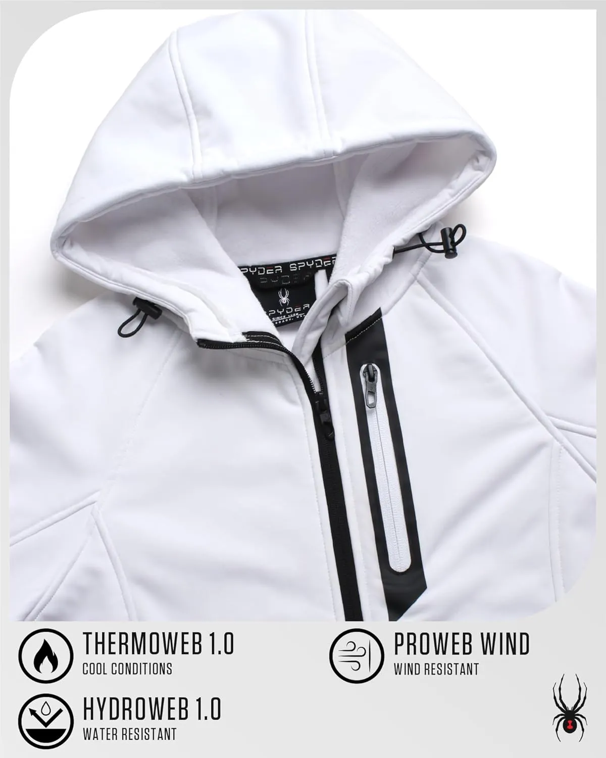 Spyder Womens Softshell Jacket - Lightweight Water Resistant Terry Fleece Zip Up Jacket Womens Windbreaker for Hiking (S-XL)