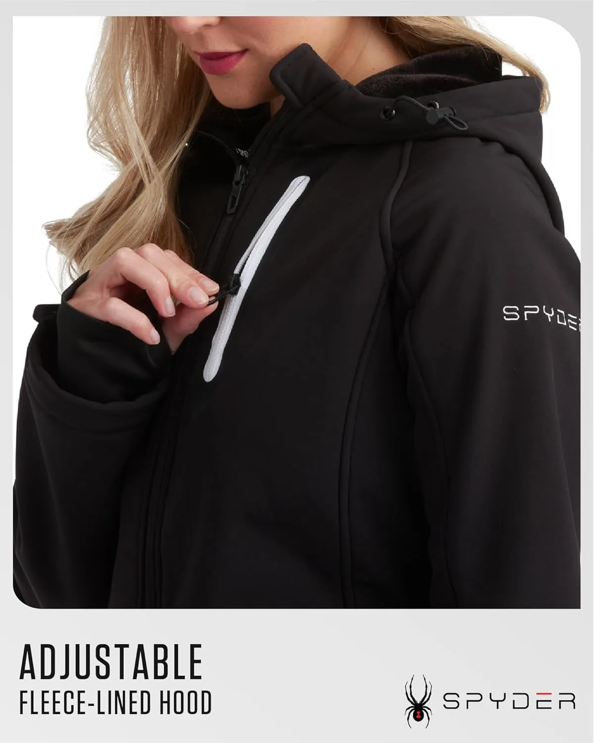 Spyder Womens Softshell Jacket - Lightweight Water Resistant Terry Fleece Zip Up Jacket Womens Windbreaker for Hiking (S-XL)