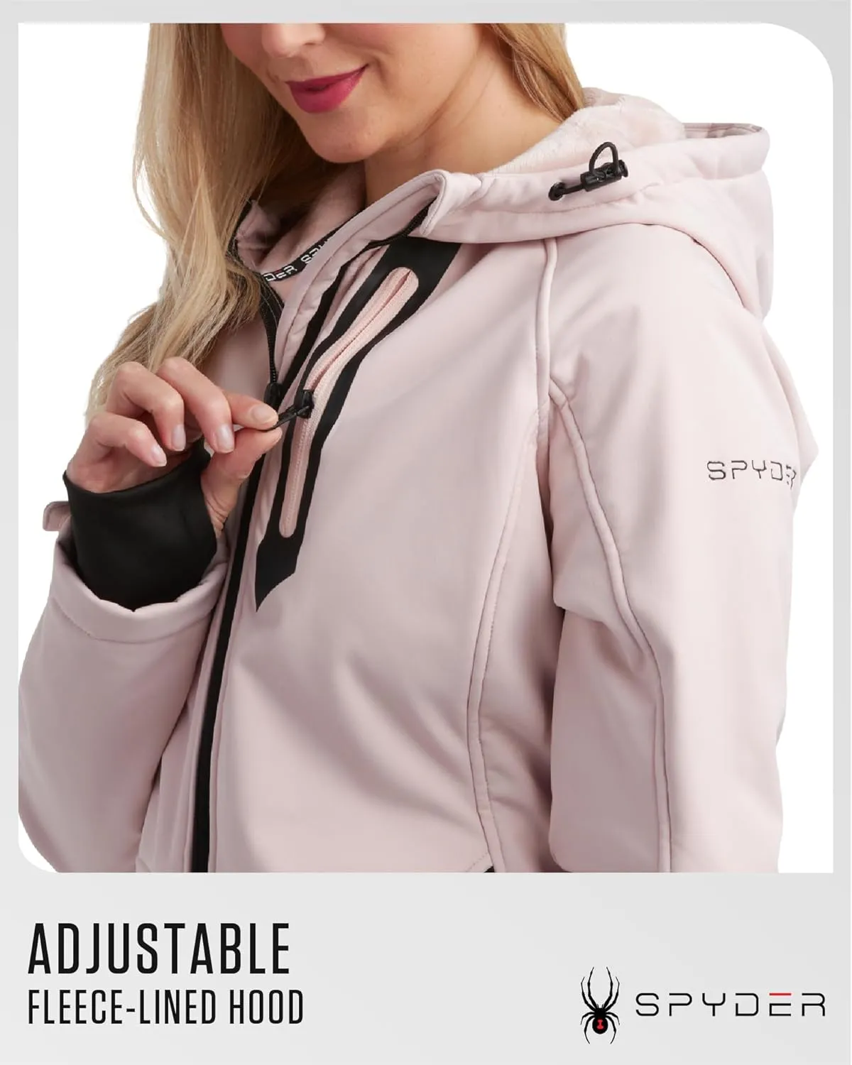 Spyder Womens Softshell Jacket - Lightweight Water Resistant Terry Fleece Zip Up Jacket Womens Windbreaker for Hiking (S-XL)