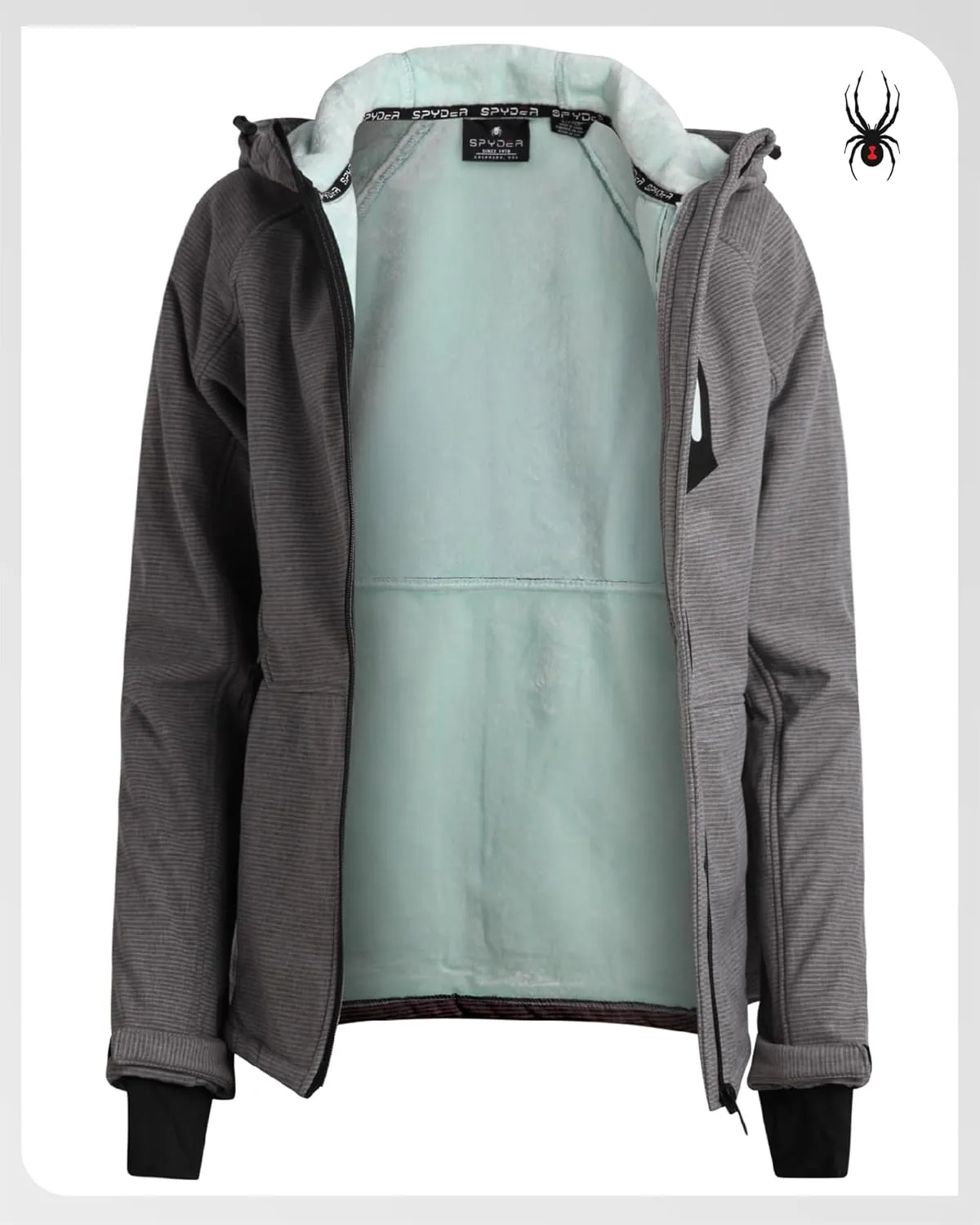 Spyder Womens Softshell Jacket - Lightweight Water Resistant Terry Fleece Zip Up Jacket Womens Windbreaker for Hiking (S-XL)
