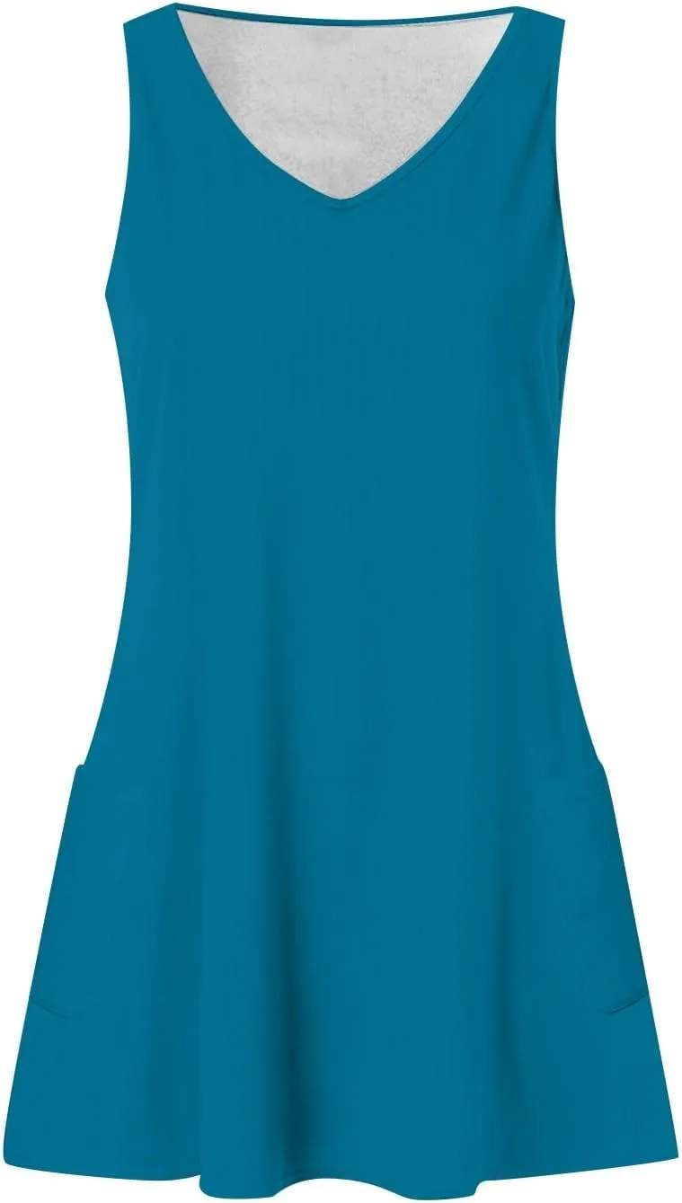 Summer Dresses for Women 2025 Vneck Sleeveless Tank Dress with Pockets Sundresses Boho Skirt Beach Vacation Clothes for Women