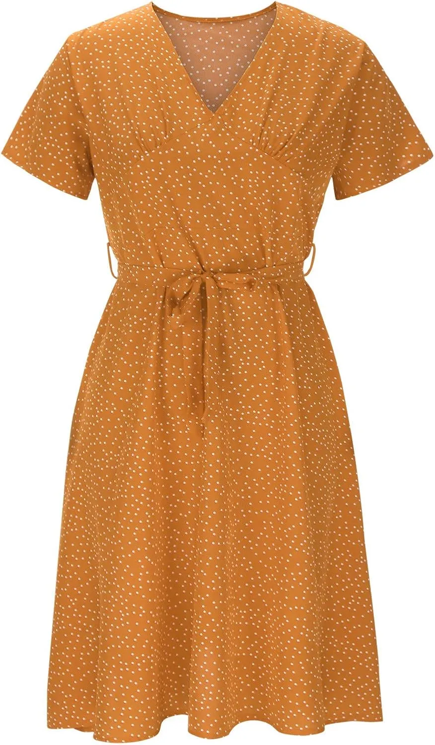 Summer Dresses for Women Floral Boho Dress Beach Casual Mid Length Dress Short Sleeve Flowy Elegant Midi Dresses