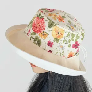 Sunblocker UV summer hat sun hat with wide brim, floral-0125, adjustable fit