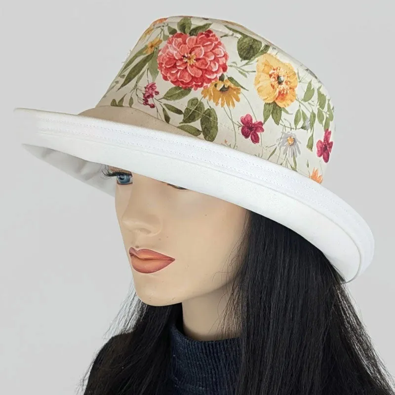 Sunblocker UV summer hat sun hat with wide brim, floral-0125, adjustable fit