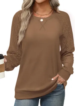 Sweatshirt for Women Crewneck 2025 Fashion Cable Knit Long Sleeve Loose Lightweight Sweater Fall Pullover Blouses Top