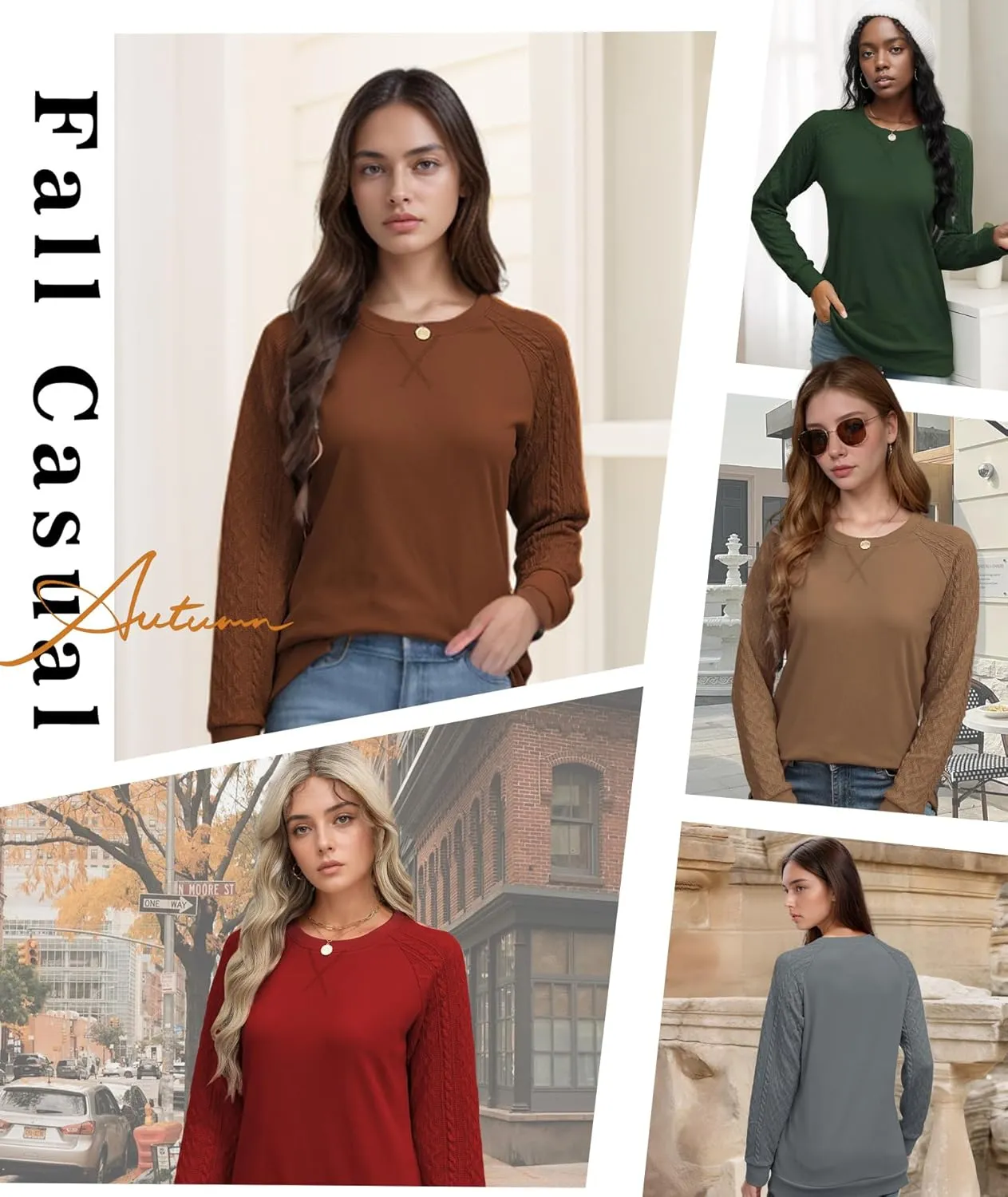 Sweatshirt for Women Crewneck 2025 Fashion Cable Knit Long Sleeve Loose Lightweight Sweater Fall Pullover Blouses Top