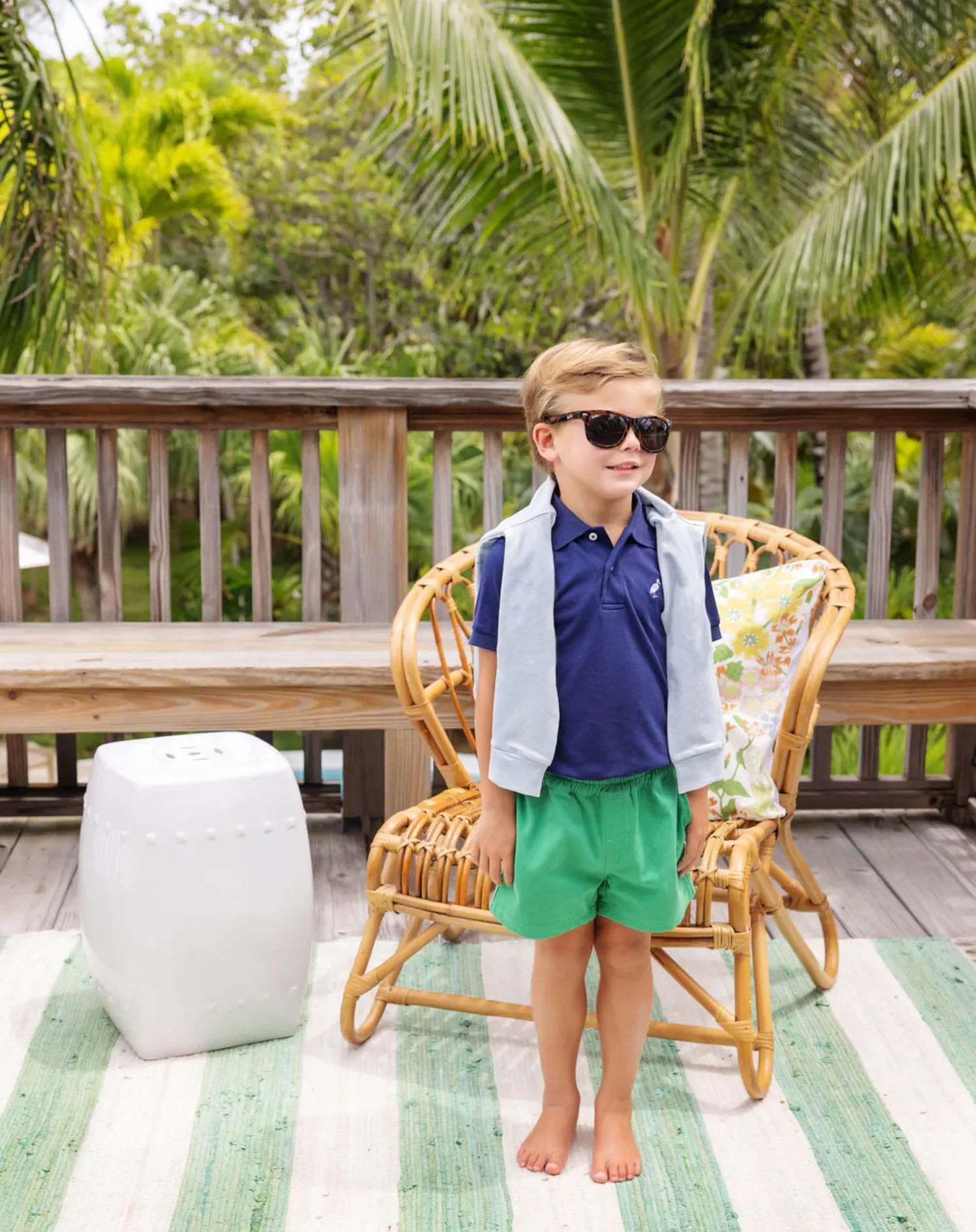 TBBC: Sheffield Shorts - Kiawah Kelly Green With Multicolor Stork