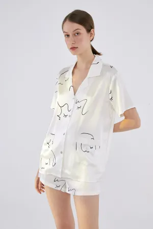 The Dream Short Silk Pajamas Set - White