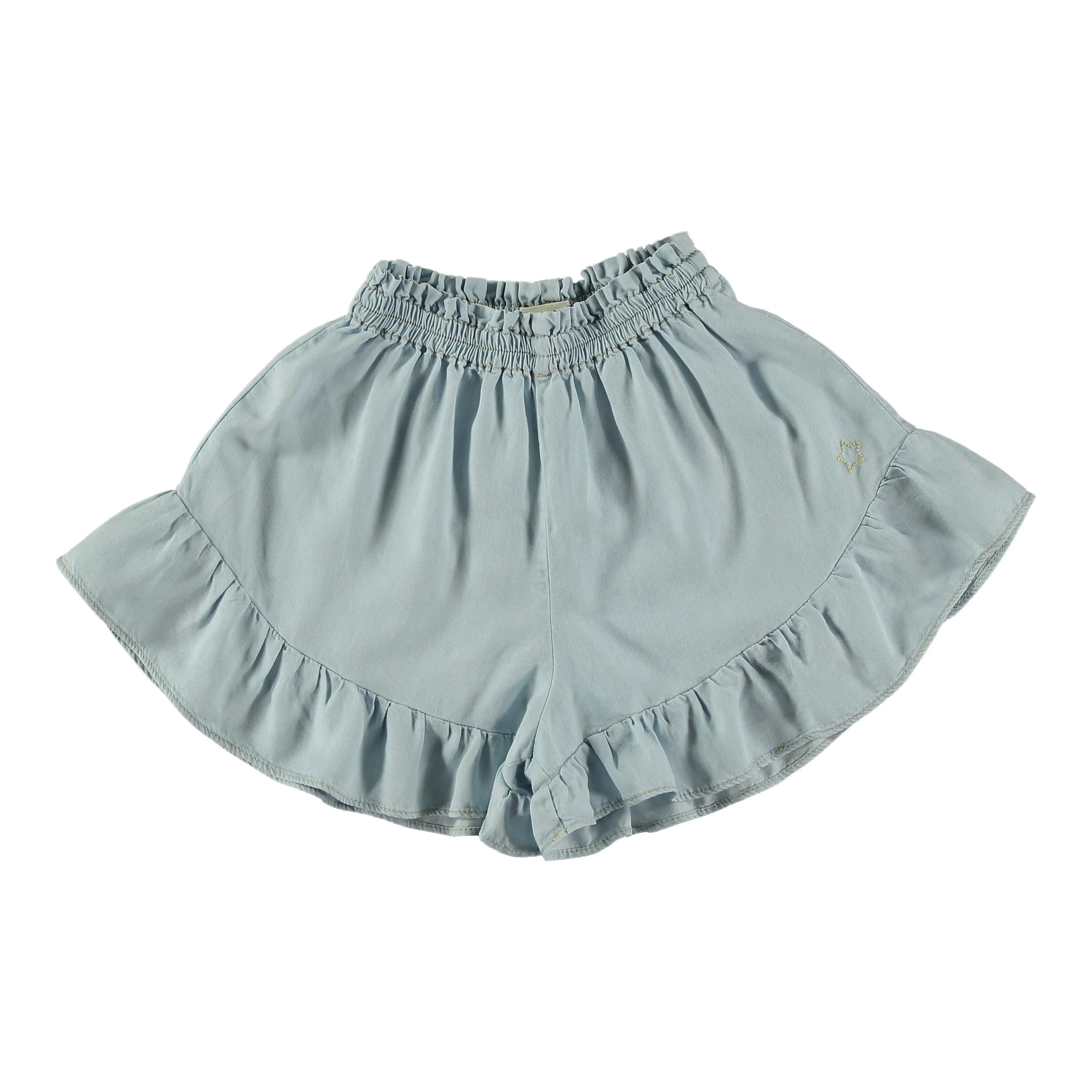 Tocoto Vintage Denim Blue Lyocell Blouse & Shorts Set