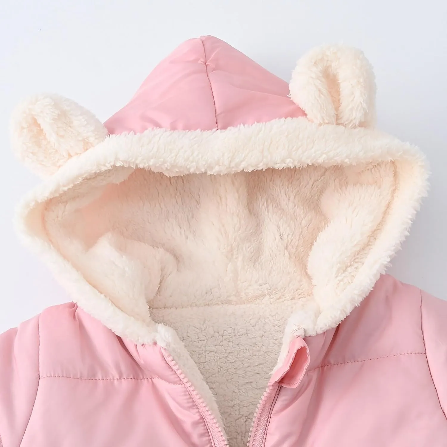Toddler Boys Girls Fleece Cute Ears Down Coat Cotton Padded Hooded Jackets with Pockets Little Girl Winter Coats Size 8