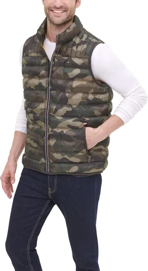 Tommy Hilfiger Men's Lightweight Down Quilted Puffer Vest, Camouflage, Large
