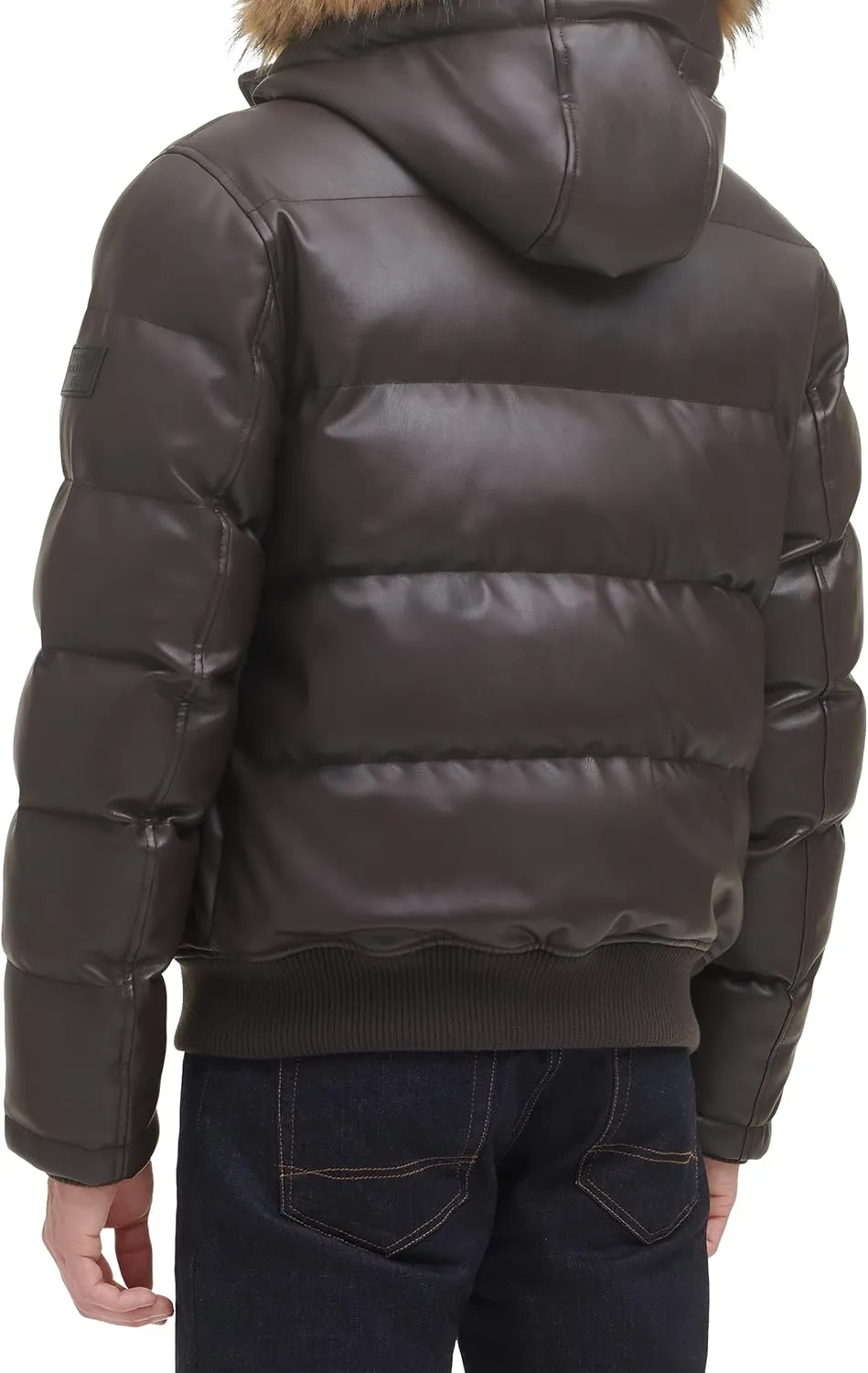 Tommy Hilfiger Men's Lightweight Quilted Faux Leather Puffer Jacket