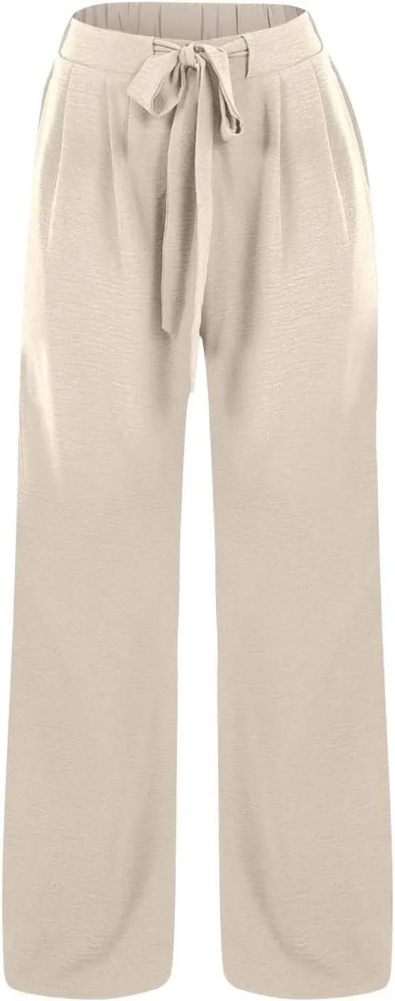 Trendy Wide Leg Palazzo Pants for Women Summer High Waist Flowy Casual Trousers Lounge Beach Travel Vacation Outfits
