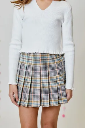 tween plaid skort