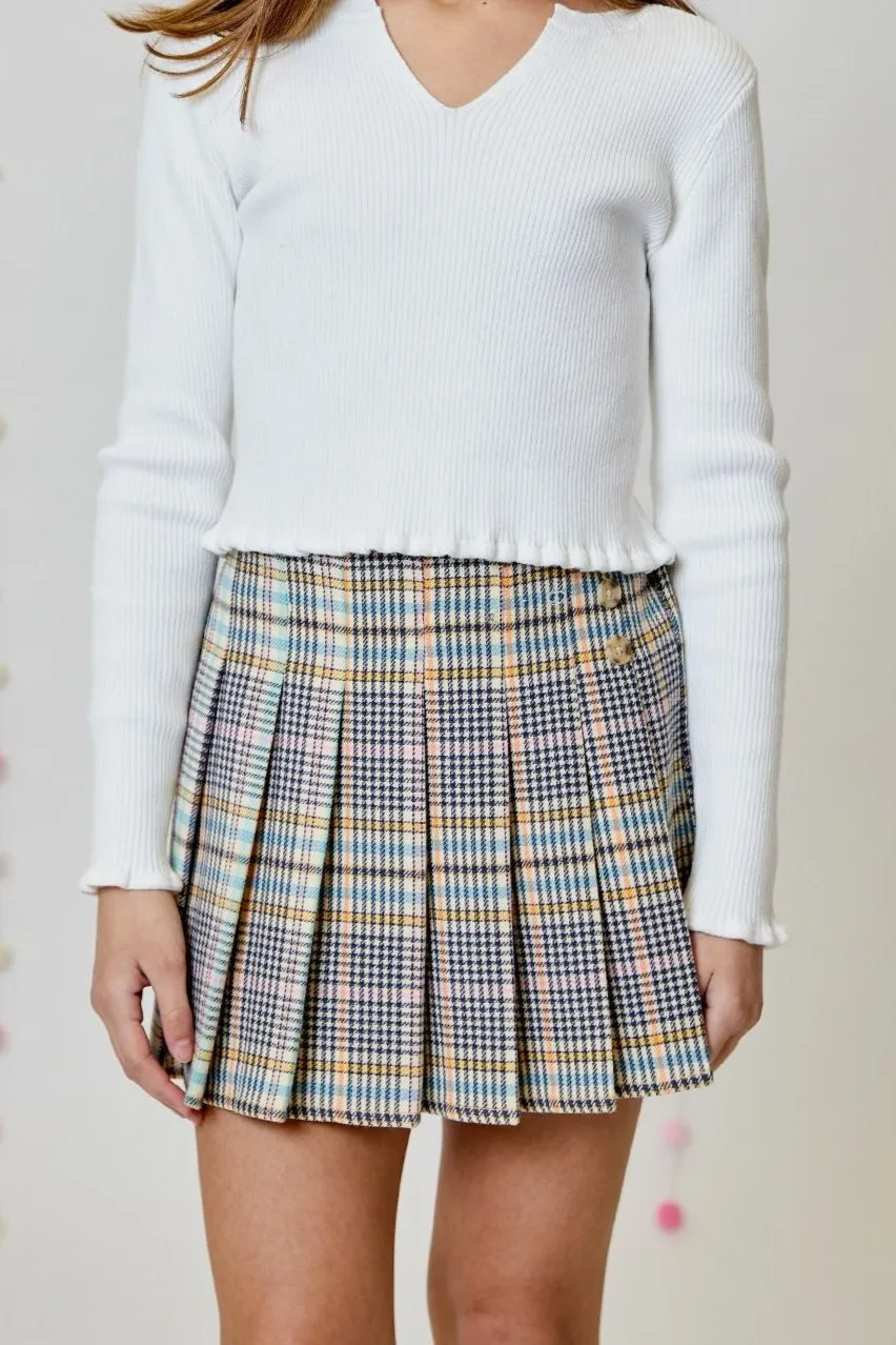 tween plaid skort