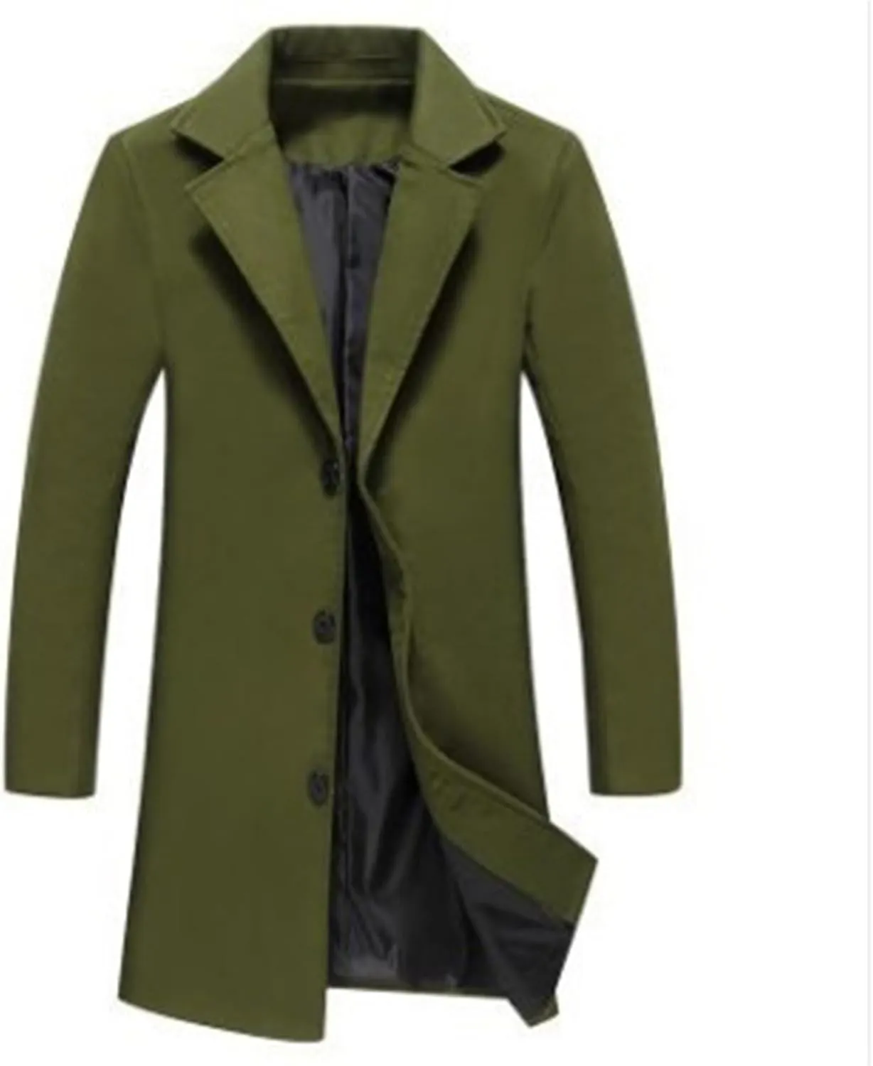 Uillui Mens Classic Pea Coat Wool Cashmere Notch Lapel Casual Trench Coat Winter Windproof Overcoat Single Breasted Top Coat