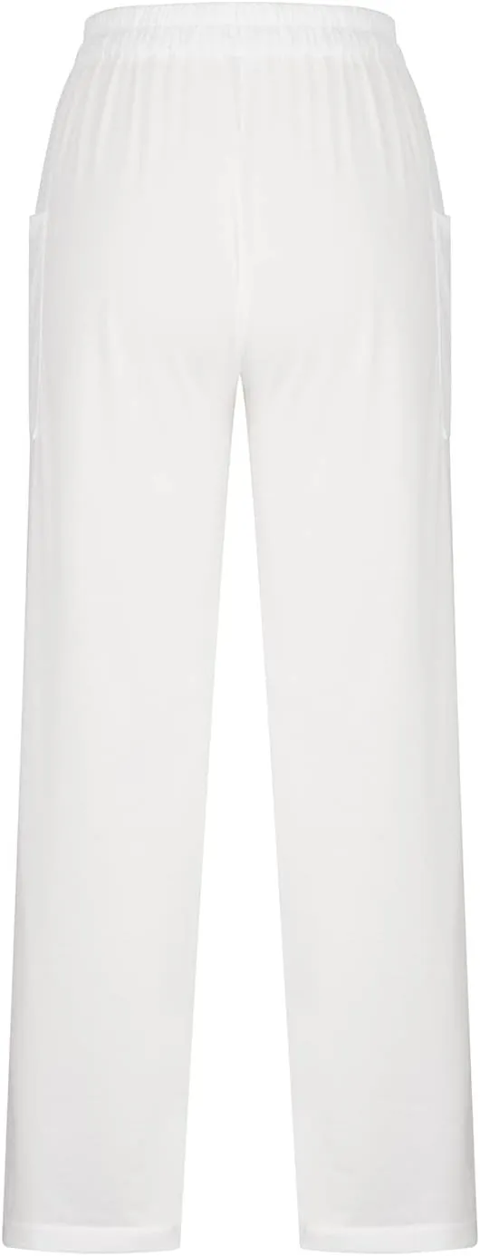 Uillui Women Wide Leg Linen Pants Casual Summer High Waist Capris Lounge Lightweight Trousers Comfy Jogging Jogger w Pockets