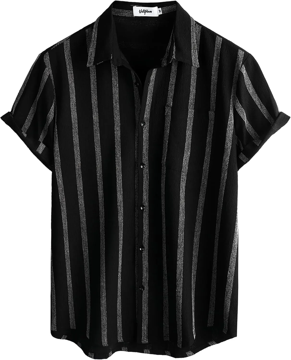 VATPAVE Mens Summer Striped Shirts Button Down Short Sleeve Vintage Beach Hawaiian Shirts with Pocket