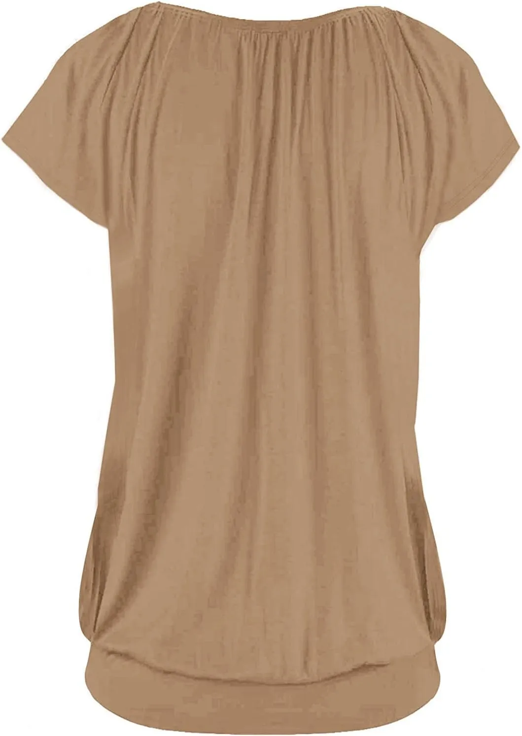 Veatzaer Women V Neck T Shirts Cap Sleeve Summer Casual Shirts Banded-Bottom Loose Fit Basic Tops