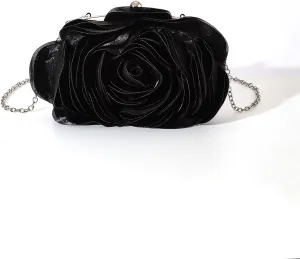 Vintage Rose Satin Crossbody Bag - Elegant Clutch Purse for Women, Perfect for Weddings and Special Occasions