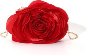 Vintage Rose Satin Crossbody Bag - Elegant Clutch Purse for Women, Perfect for Weddings and Special Occasions