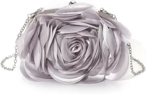 Vintage Rose Satin Crossbody Bag - Elegant Clutch Purse for Women, Perfect for Weddings and Special Occasions