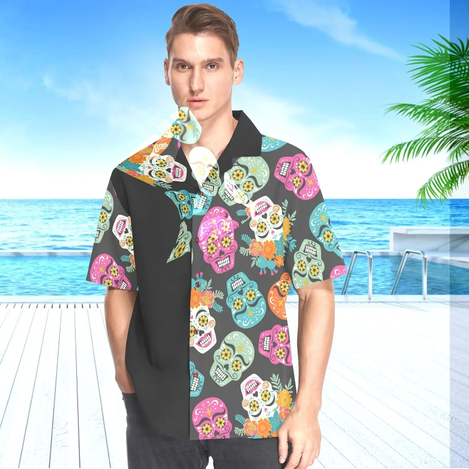 visesunny Hawaiian Shirts for Men Short Sleeve Aloha Beach Shirt Floral Summer Casual Button Down Shirts