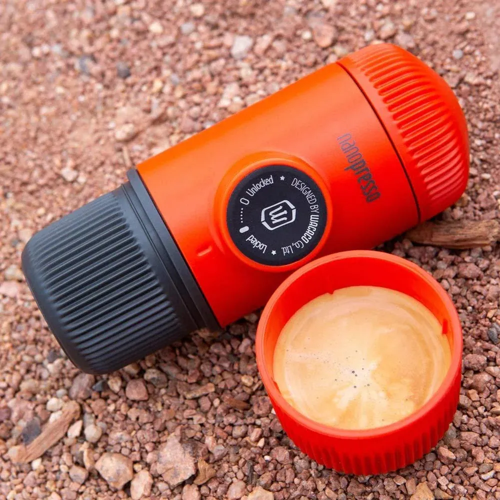 WACACO Bundle Elements Nanopresso Portable Espresso Maker with Protective Case (Manually Powered) - Lava Red   NS Adapter