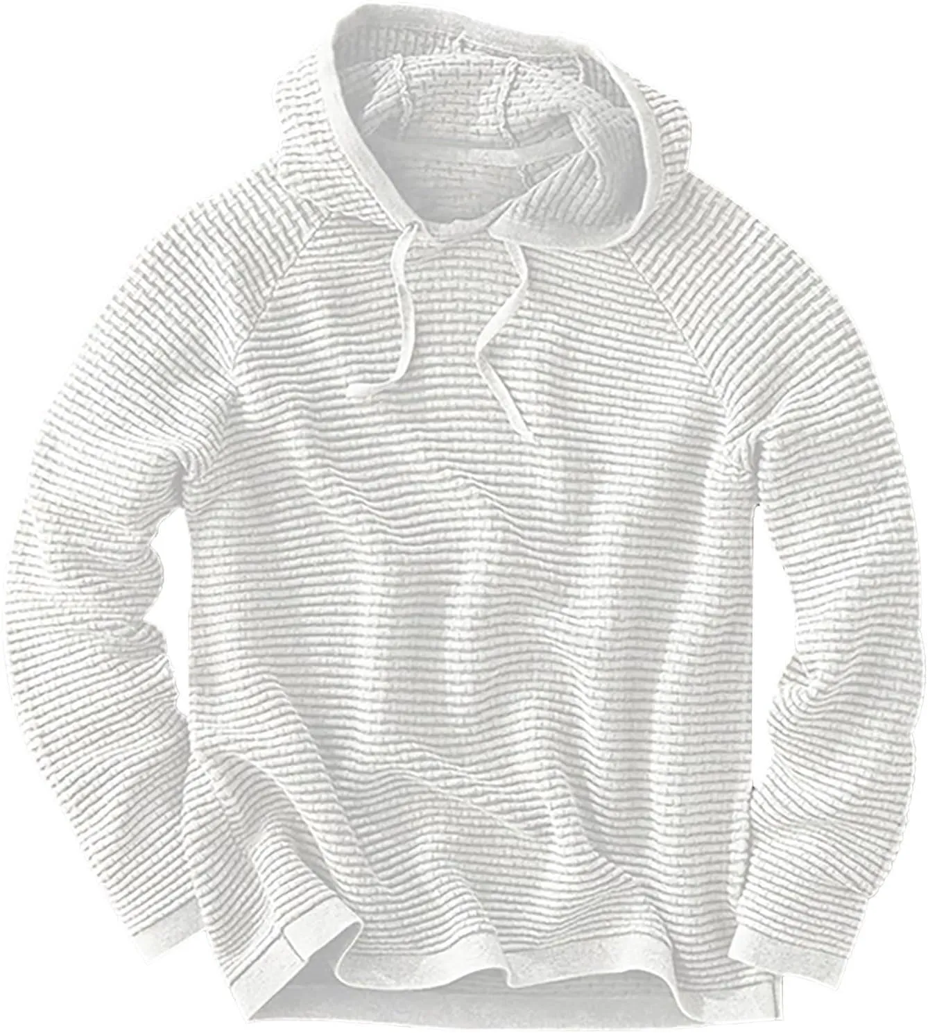 Waffle Hooded Sweatshirt for Men Long Sleeve Gym Athletic Hoodies Pure Color Drawstring Casual Pullover Tops