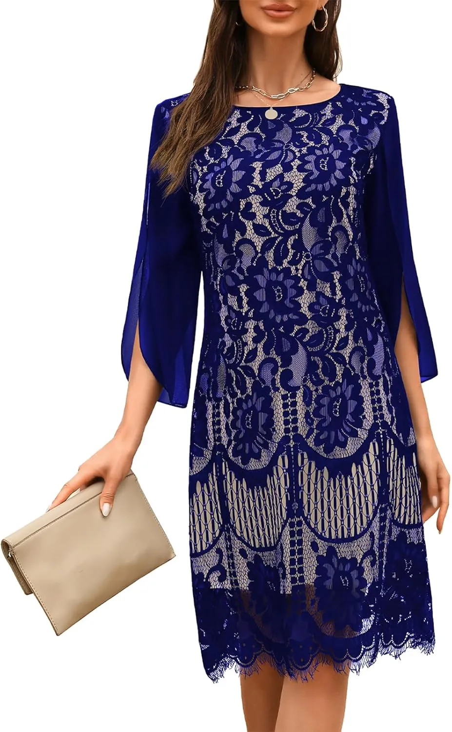 Wedding Guest Cocktail & Formal Dresses for Women - Lace Sequin Prom Evening Dress
