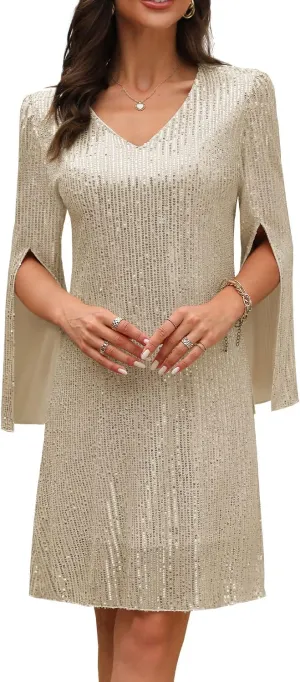 Wedding Guest Cocktail & Formal Dresses for Women - Lace Sequin Prom Evening Dress
