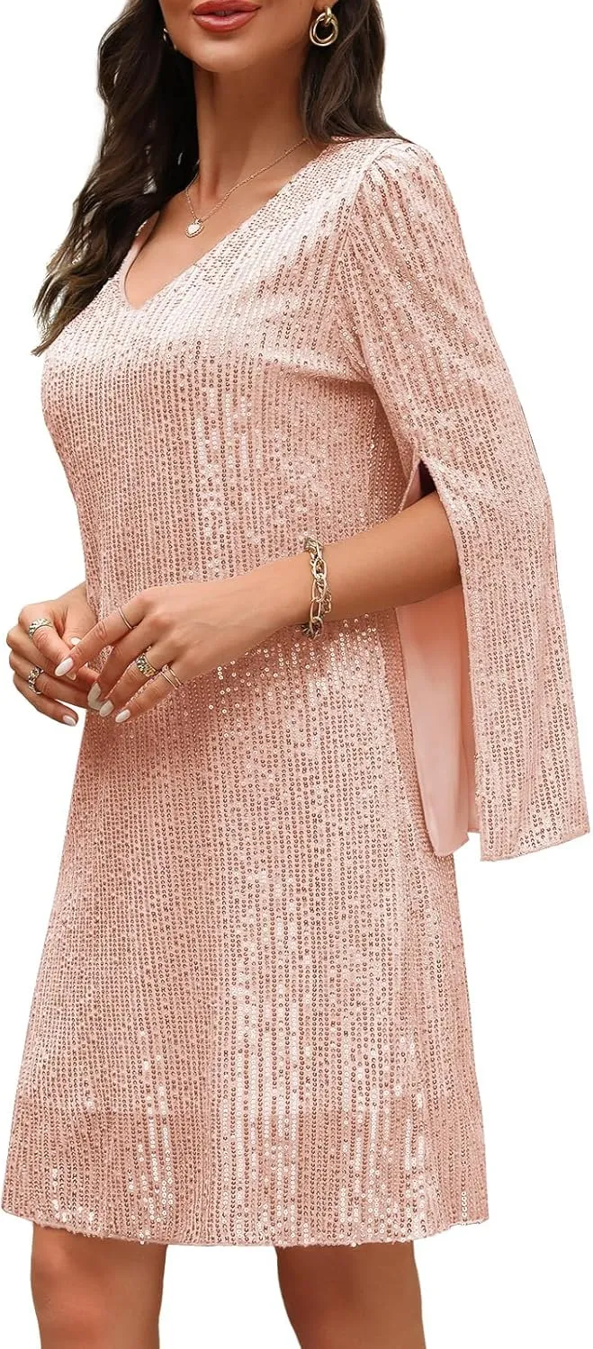 Wedding Guest Cocktail & Formal Dresses for Women - Lace Sequin Prom Evening Dress